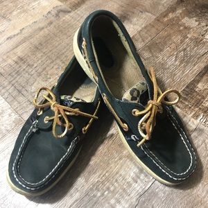 Black Nubuck and Animal Print Sperrys